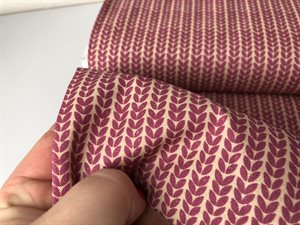 Patchwork stof - knitting nook, stribet med fin detalje i blid fuchsia / ecru